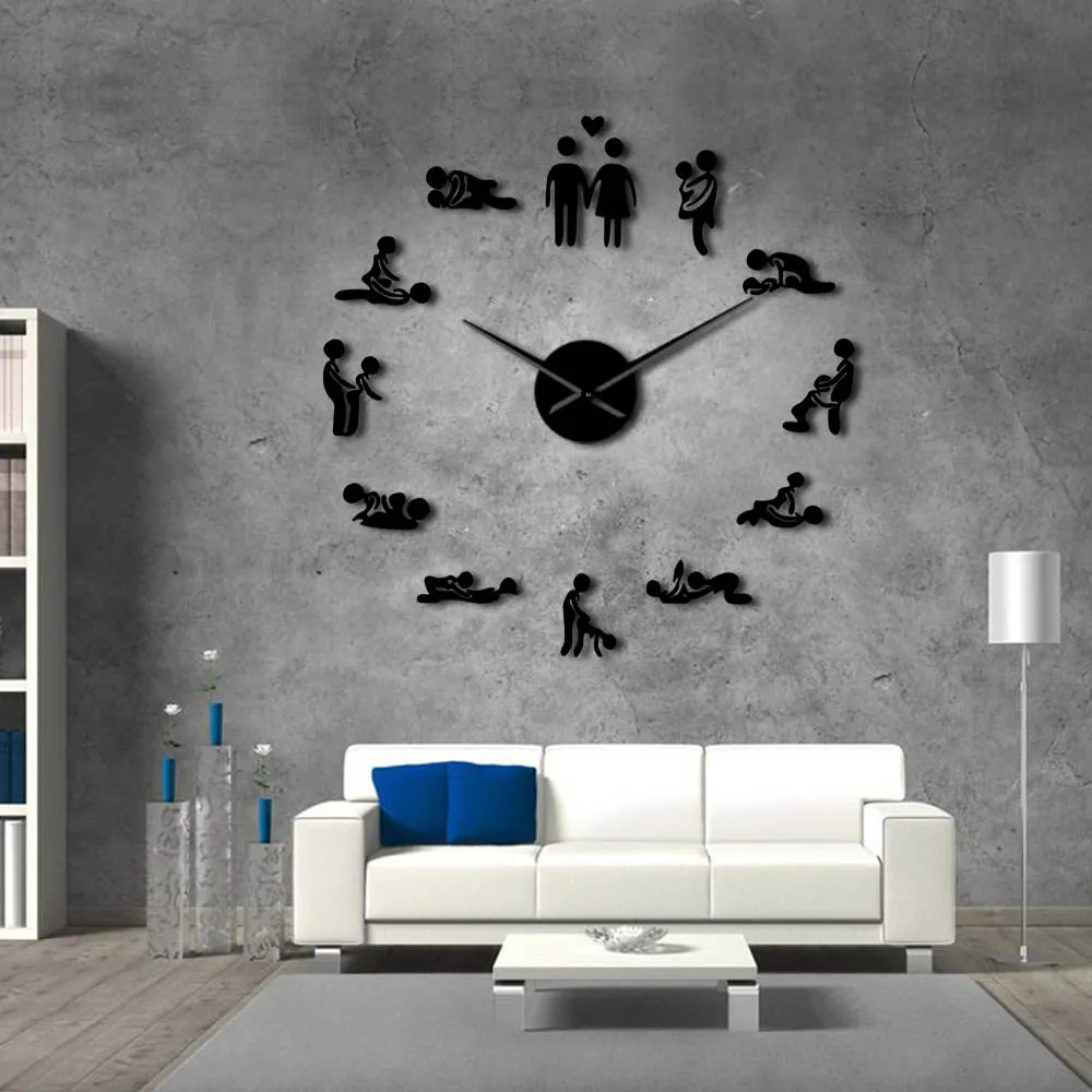 Bachelorette Game Sexy Kama Sutra DIY Adult Room Decorative Giant Wall Clock Sex Love Position Frameless Large Wall Clock Art