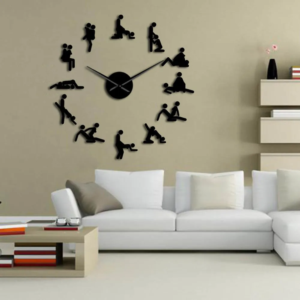 Bachelorette Naughty Game Wall Decor DIY Giant Large Wall Clock KamaSutra Guess The Sex Positions Hardcore Female Male Man Woman