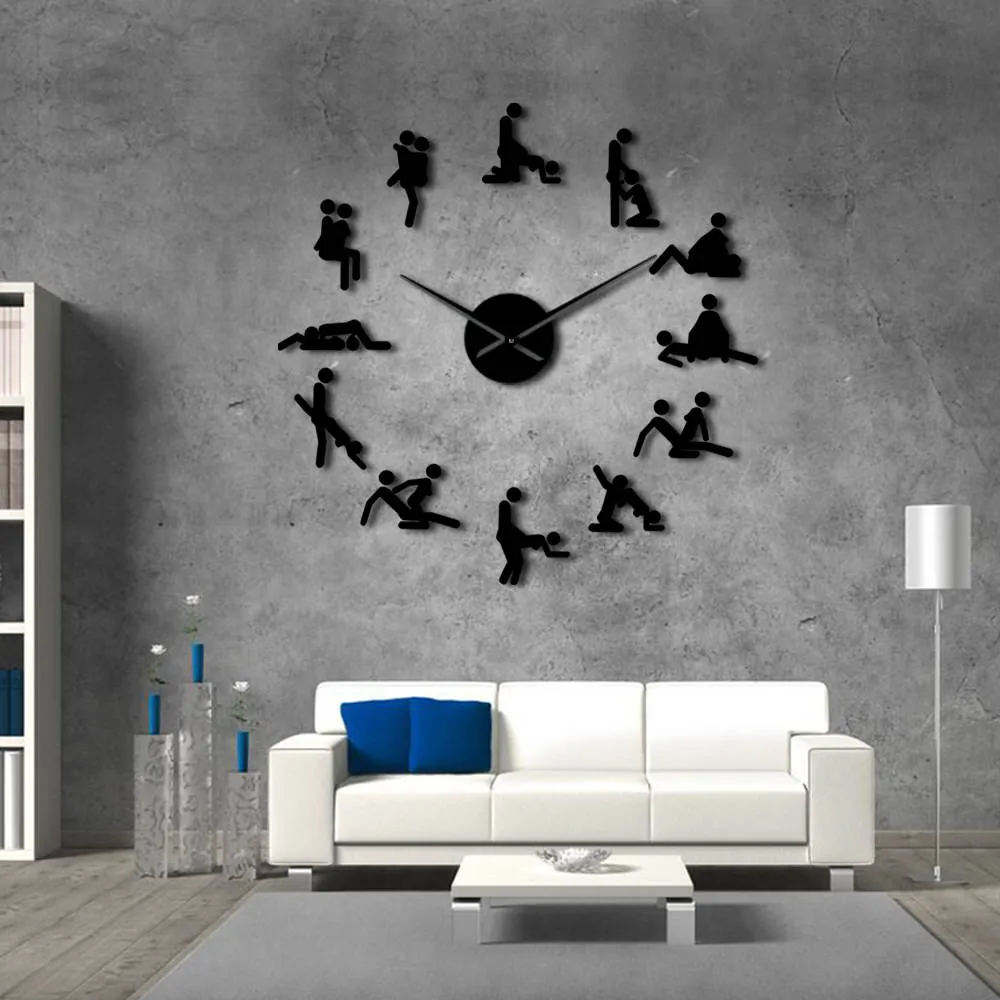 Bachelorette Naughty Game Wall Decor DIY Giant Large Wall Clock KamaSutra Guess The Sex Positions Hardcore Female Male Man Woman