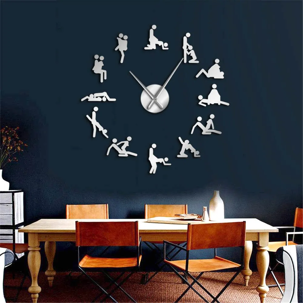 Bachelorette Naughty Game Wall Decor DIY Giant Large Wall Clock KamaSutra Guess The Sex Positions Hardcore Female Male Man Woman
