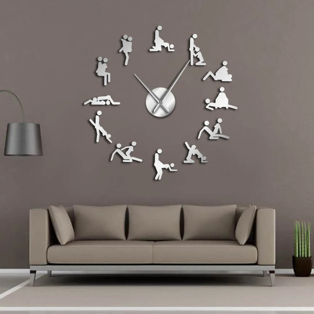 Bachelorette Naughty Game Wall Decor DIY Giant Large Wall Clock KamaSutra Guess The Sex Positions Hardcore Female Male Man Woman