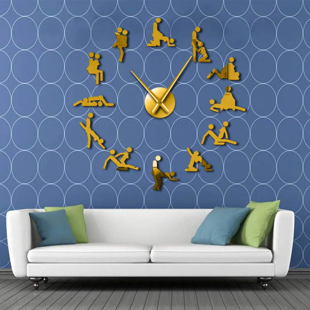 Bachelorette Naughty Game Wall Decor DIY Giant Large Wall Clock KamaSutra Guess The Sex Positions Hardcore Female Male Man Woman