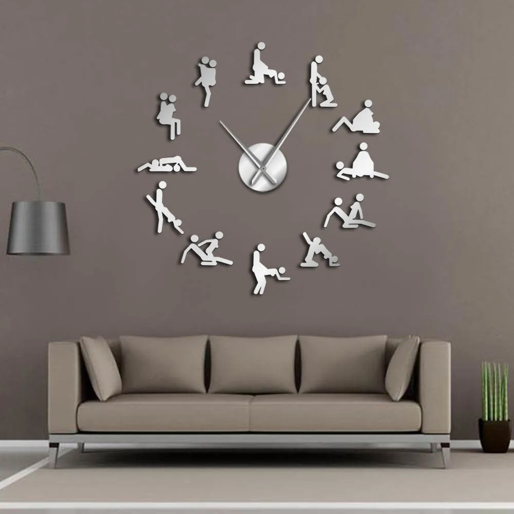 Bachelorette Naughty Game Wall Decor DIY Giant Large Wall Clock KamaSutra Guess The Sex Positions Hardcore Female Male Man Woman