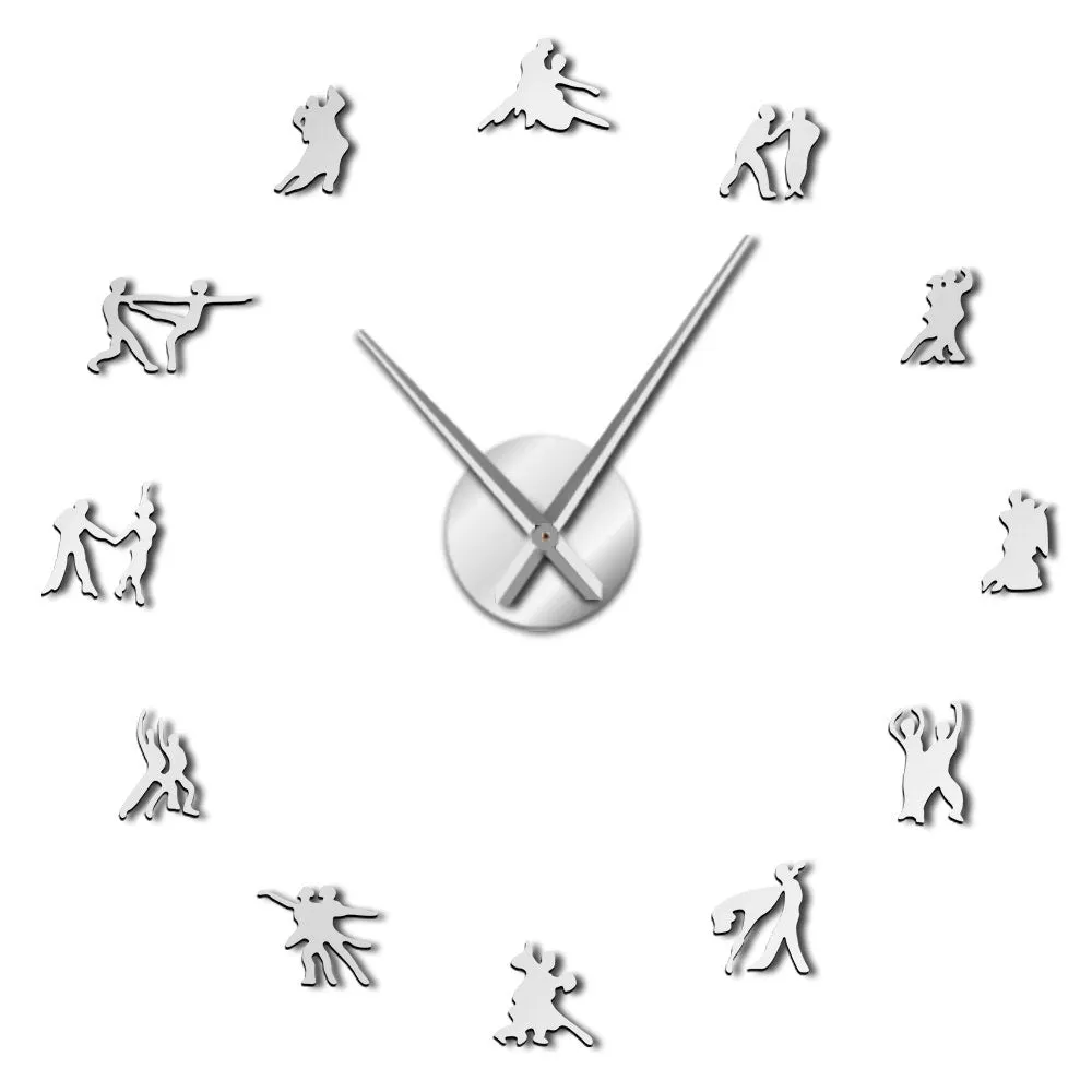 Ballroom Dancing Wall Art DIY Large Size Wall Clock Social Dancing Studio Wall Decor Frameless Big Size Wall Watch Dancers Gift