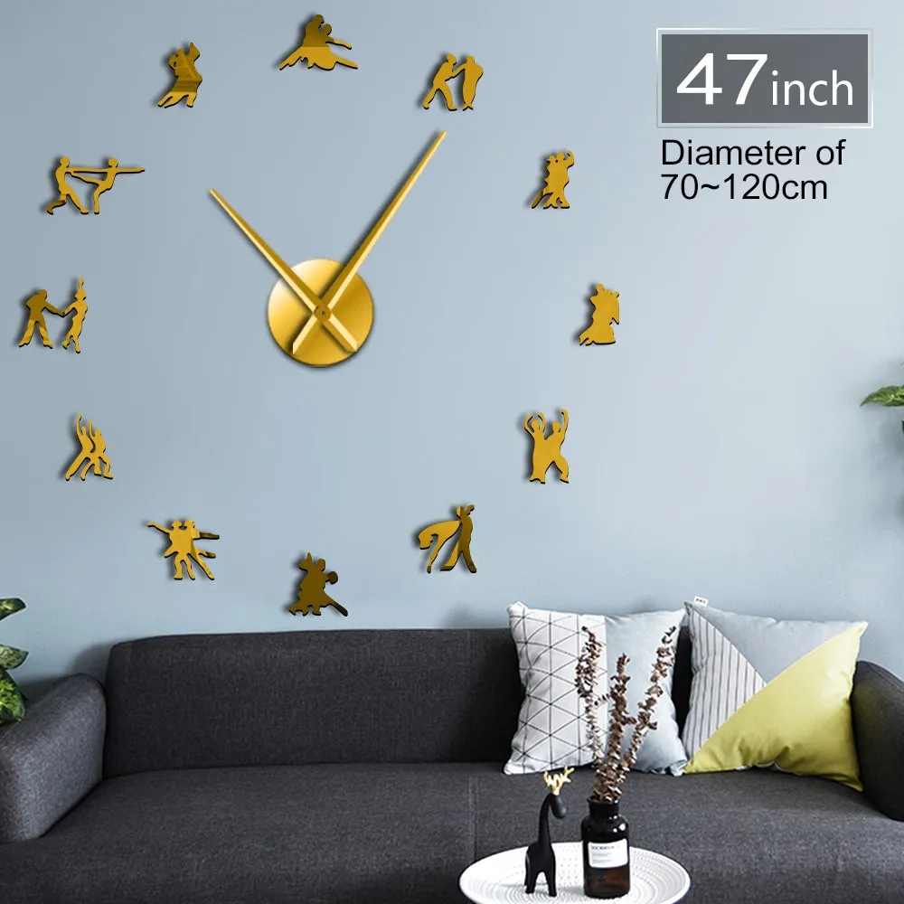 Ballroom Dancing Wall Art DIY Large Size Wall Clock Social Dancing Studio Wall Decor Frameless Big Size Wall Watch Dancers Gift