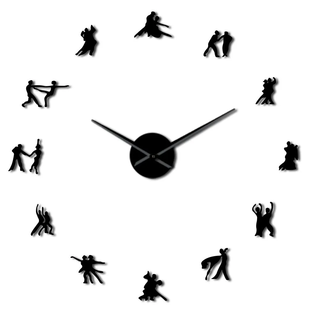 Ballroom Dancing Wall Art DIY Large Size Wall Clock Social Dancing Studio Wall Decor Frameless Big Size Wall Watch Dancers Gift