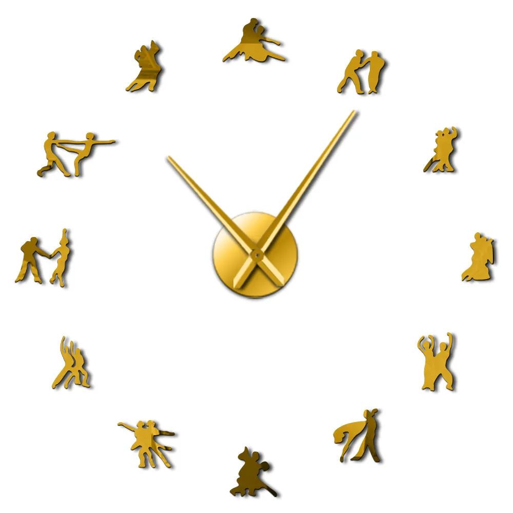 Ballroom Dancing Wall Art DIY Large Size Wall Clock Social Dancing Studio Wall Decor Frameless Big Size Wall Watch Dancers Gift