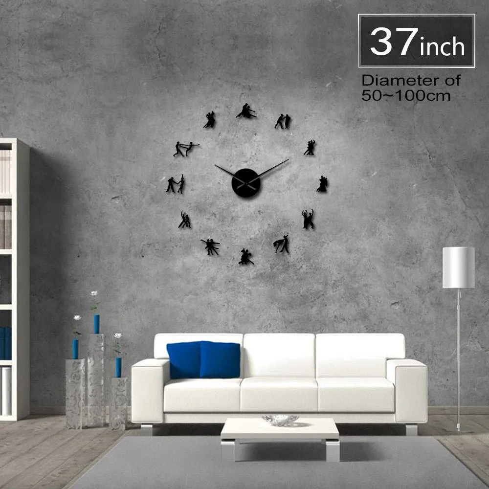 Ballroom Dancing Wall Art DIY Large Size Wall Clock Social Dancing Studio Wall Decor Frameless Big Size Wall Watch Dancers Gift