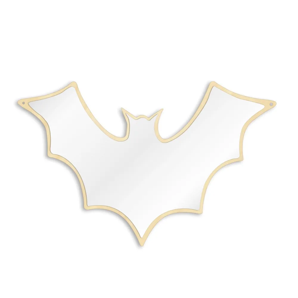 Bat Shaped Wall Mirror Halloween  Hanging Bat Arylic Mirror With Wooden Back Table Top Or Wall Mount Makeup Mirror