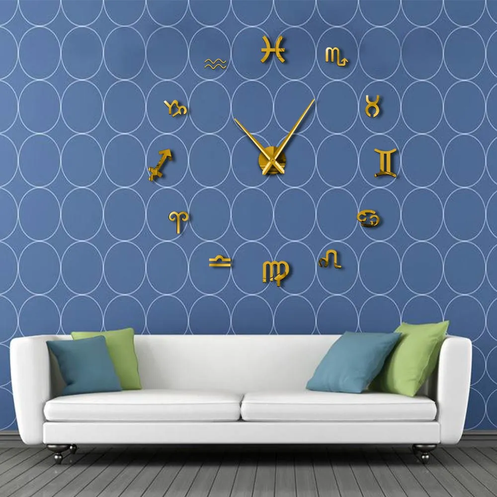 Big Needles DIY Wall Clock Frameless Large Wall Clock Modern Design Graphic Symbols Wall Watch Decor Giant Clock DIY Lovers Gift