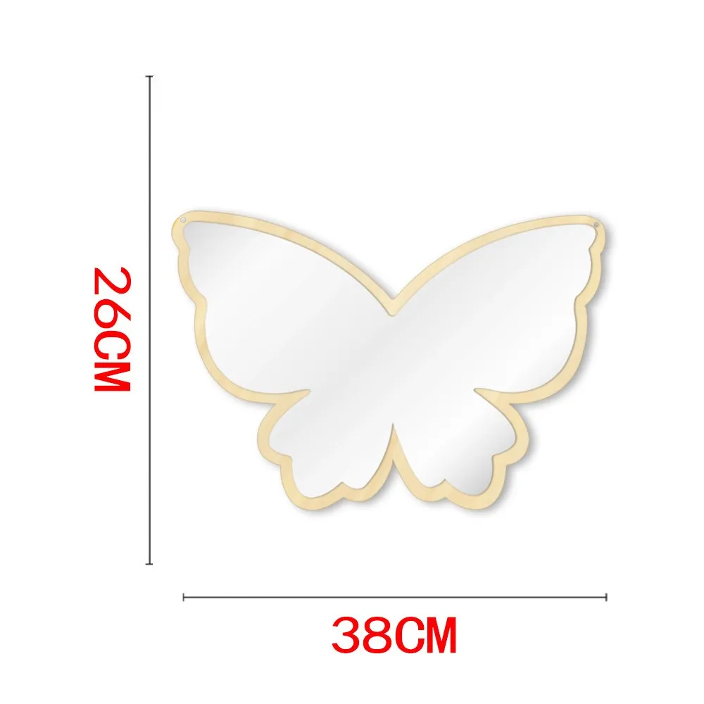 Big Wings Butterfly Wall Mirror Cartoon Creative Nordic Style Wooden Acrylic Safety Mirror for Baby Room Butterfly Decoration