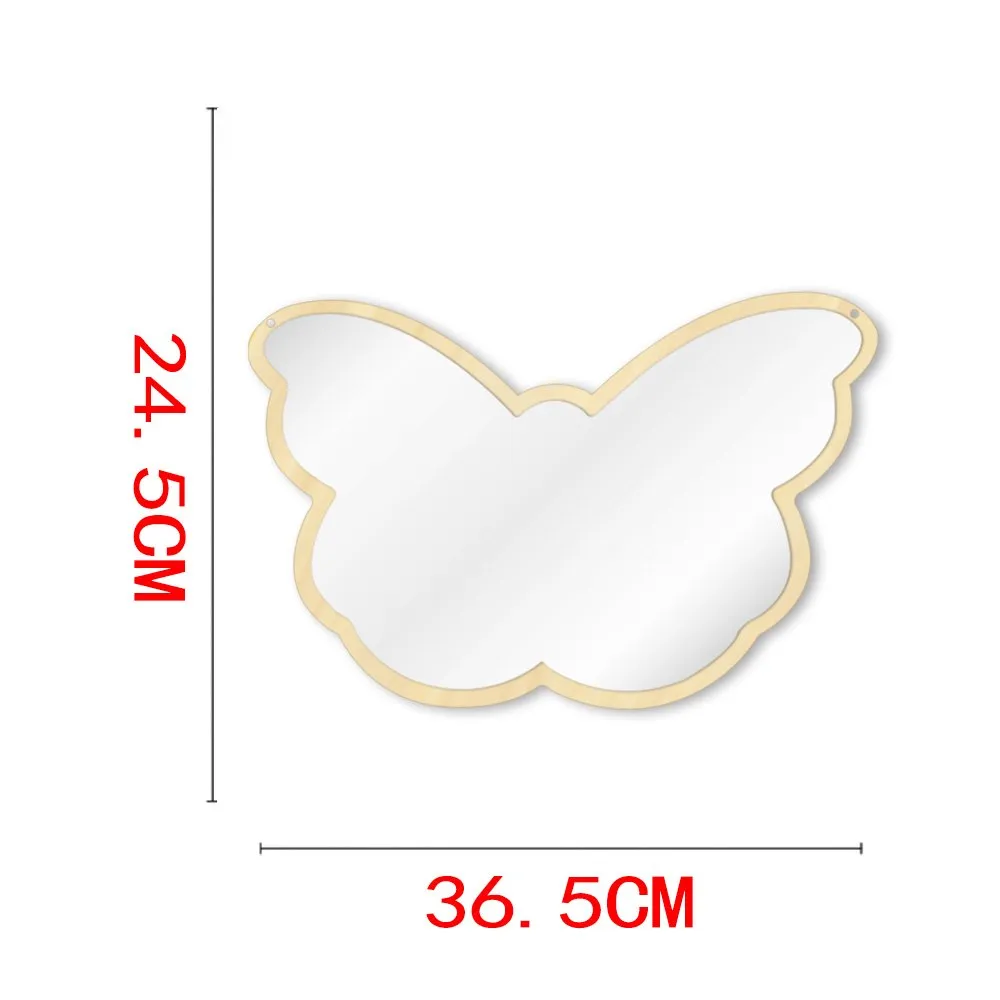Big Wings Butterfly Wall Mirror Cartoon Creative Nordic Style Wooden Acrylic Safety Mirror for Baby Room Butterfly Decoration