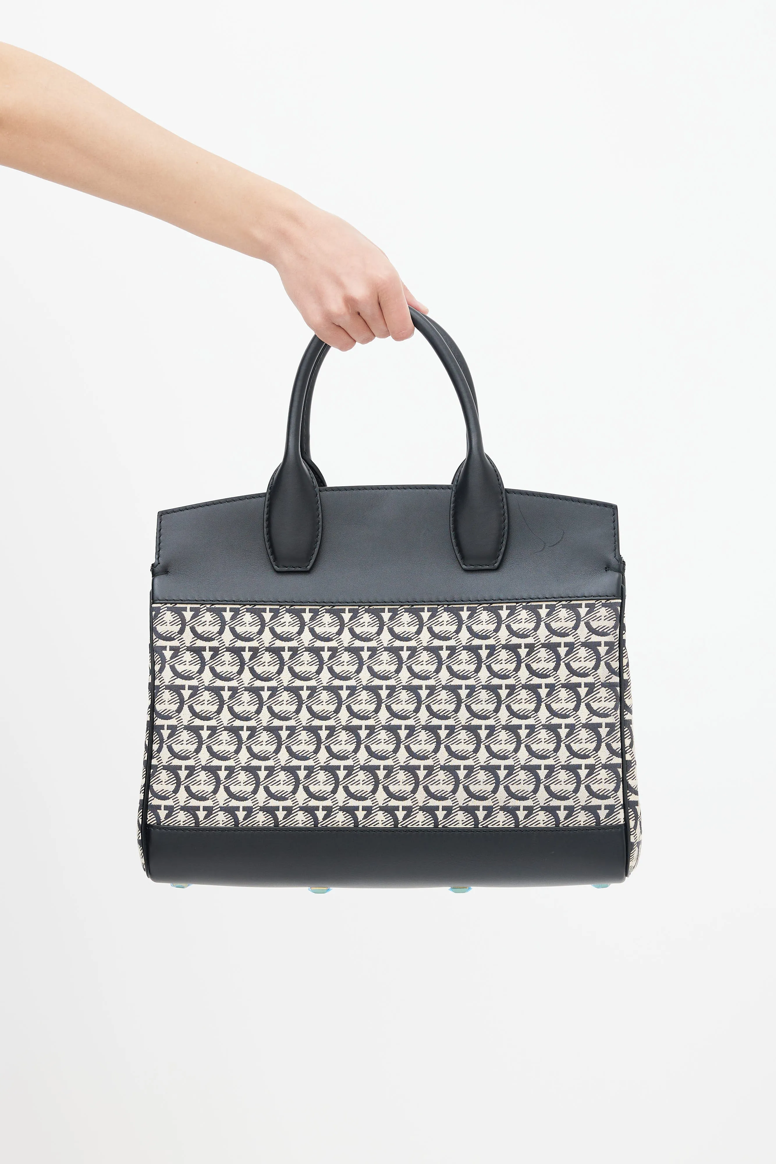 Black & Cream Gancini Jacquard Studio Bag