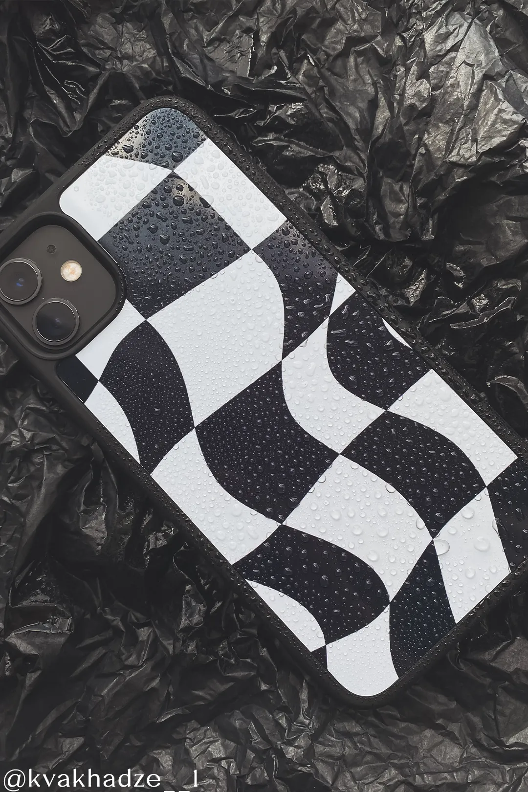 Black Wavy Checkered iPhone Case