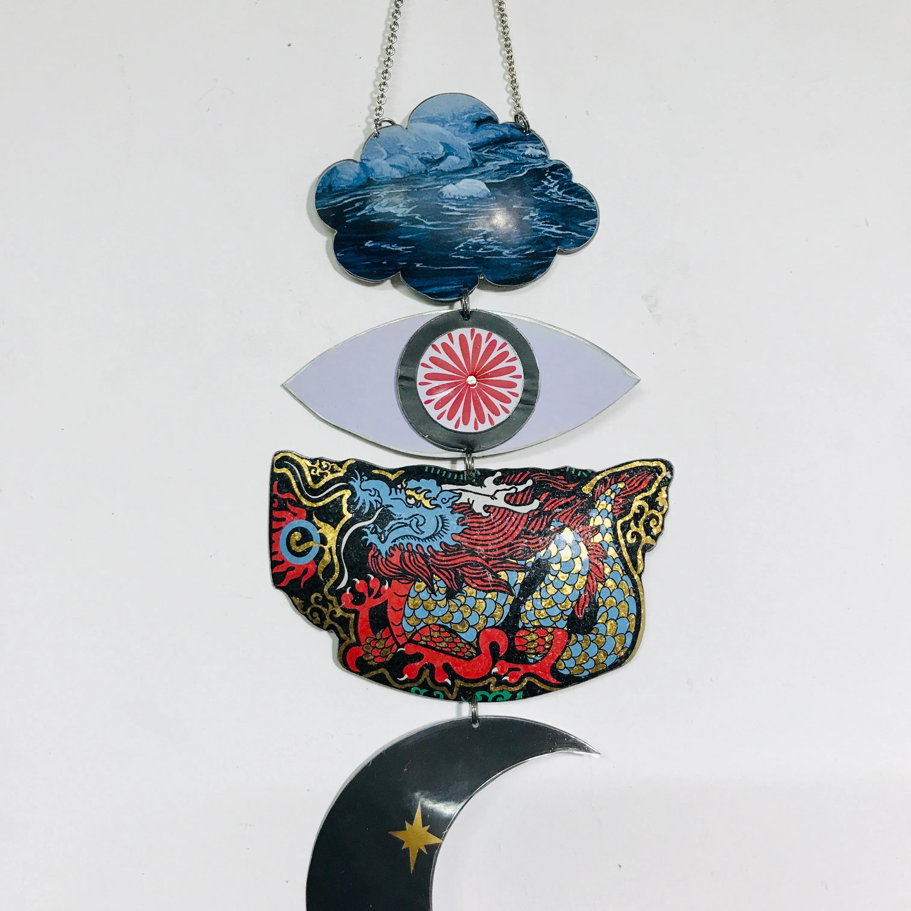 Blue Fire Dragon Protective Talisman Wall Hanging