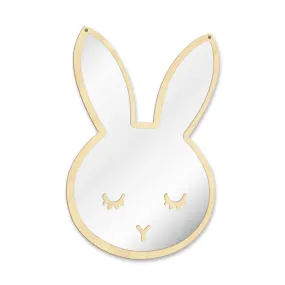 Bunny Sleepy Eyes Makeup Mirror Baby Kids Room Nursery Wall Decor Cute Animal Sleeping Rabbit Wood & Acrylic Safety Wall Mirror