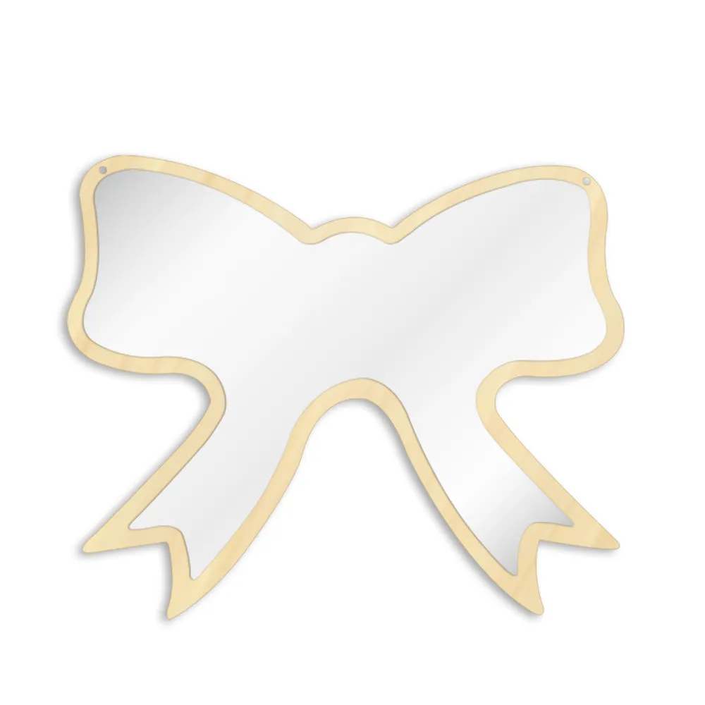 Butterfly Tie Acrylic Wall Mirror With Wooden Back  Cosmetic Make-up Mirror Girl Room Nursery Hanging Wall Decor Gift For Her