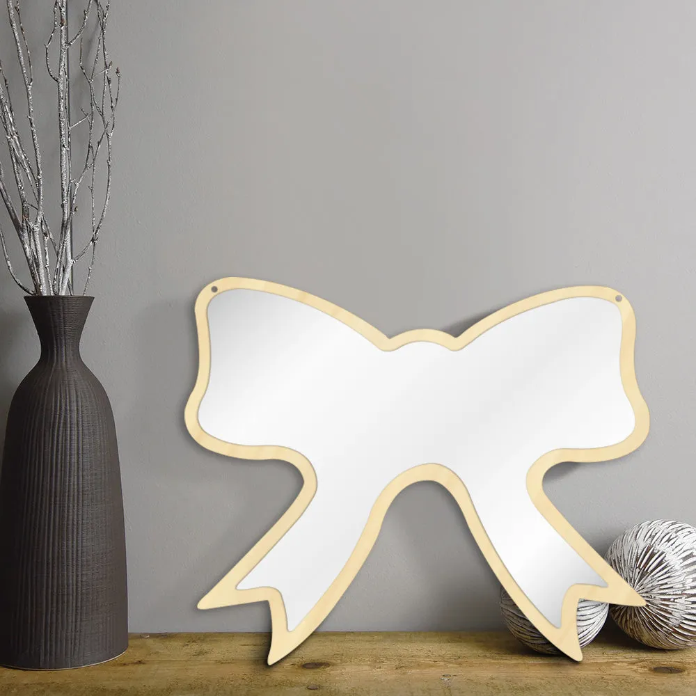 Butterfly Tie Acrylic Wall Mirror With Wooden Back  Cosmetic Make-up Mirror Girl Room Nursery Hanging Wall Decor Gift For Her