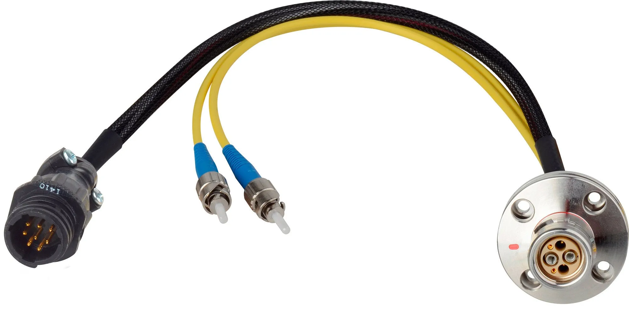 Camplex LEMO FXW to Dual ST & 8-Pin RG Inline Fiber Breakout Cable 18 Inch