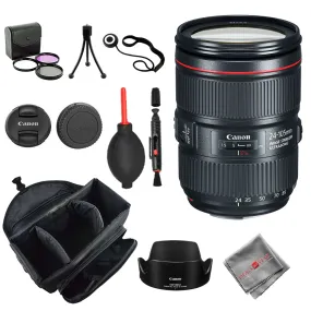 Canon EF 24-105mm f/4L IS II USM Lens   Bag Cleaner 3pc Filter Kit Table Tripod