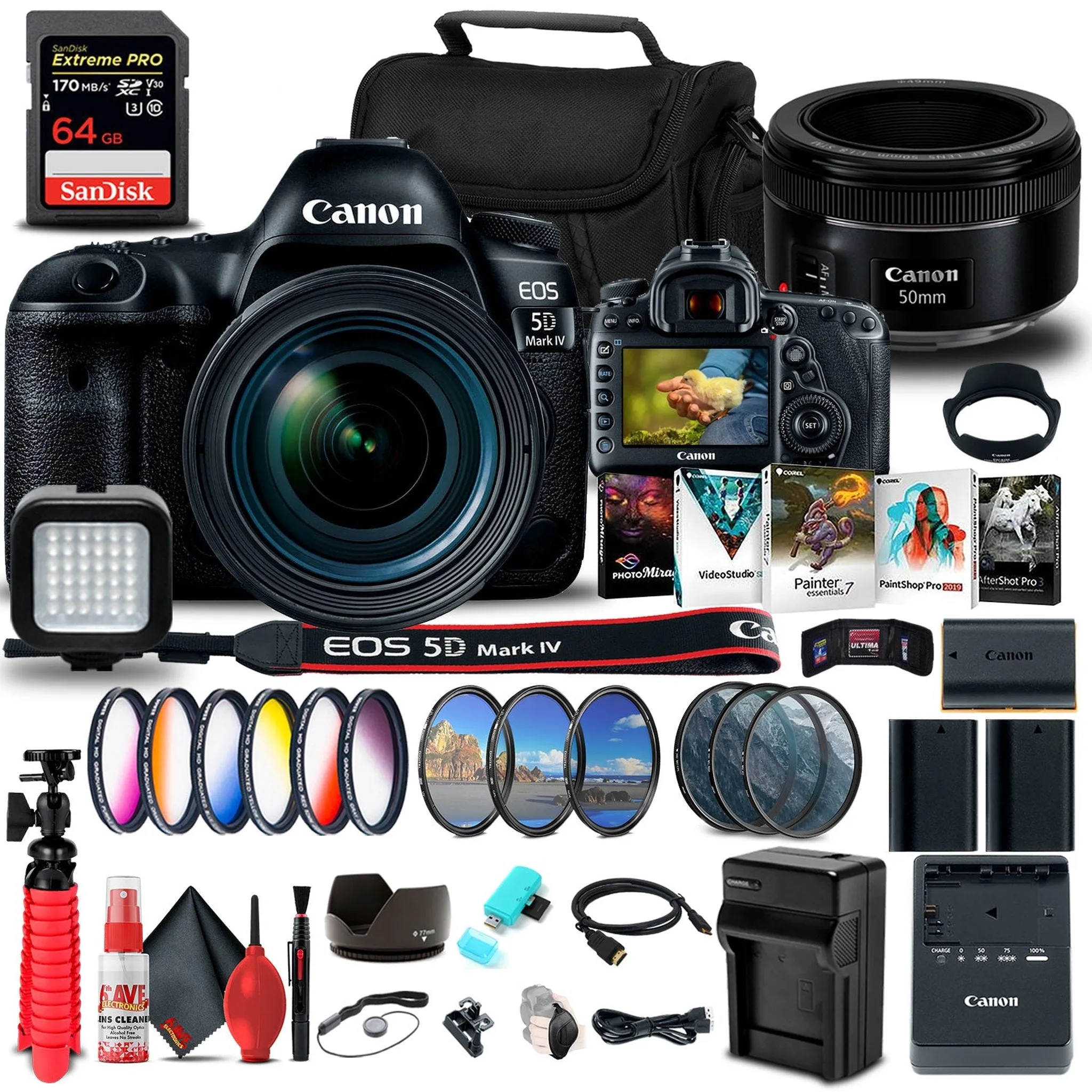 Canon EOS 5D Mark IV DSLR Camera with 24-70mm f/4L Lens (1483C018)  Supreme Bundle