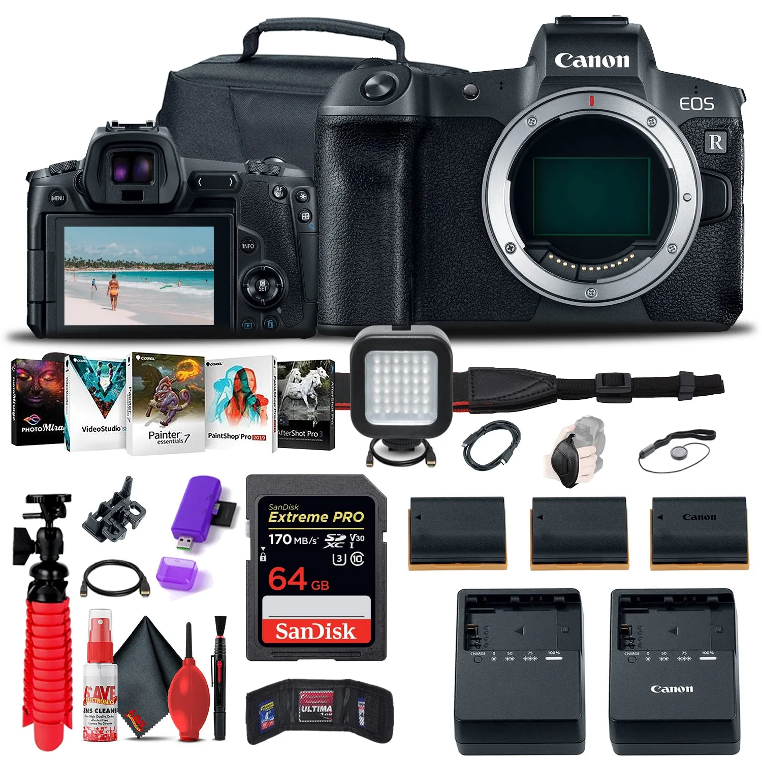 Canon EOS R Mirrorless Digital Camera (3075C002)   64GB Memory Card Pro Bundle