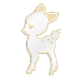 Cartoon Style Little Deer Acrylic Mirror and Wooden Back Nursery Baby Kid Room Decoration Hanging Wall Mirror Newborn Gift