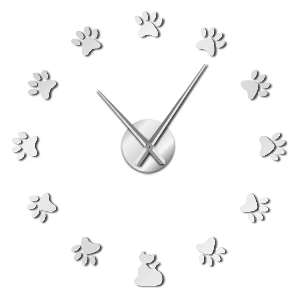Cat Paws DIY Wall Clock DIY Giant Wall Art Home Decor Cat's Footprint Contemporary Oversized Bedroom Wall Clock Cat Lovers Gift