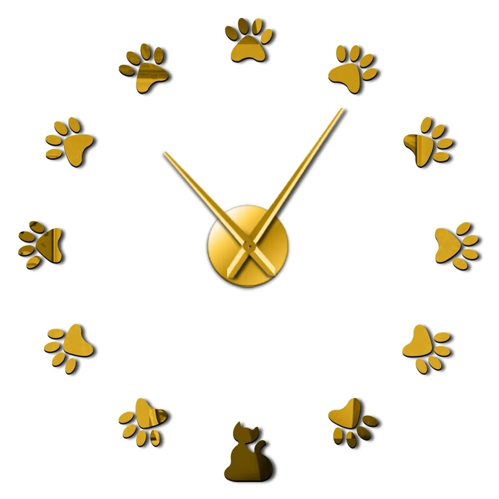 Cat Paws DIY Wall Clock DIY Giant Wall Art Home Decor Cat's Footprint Contemporary Oversized Bedroom Wall Clock Cat Lovers Gift