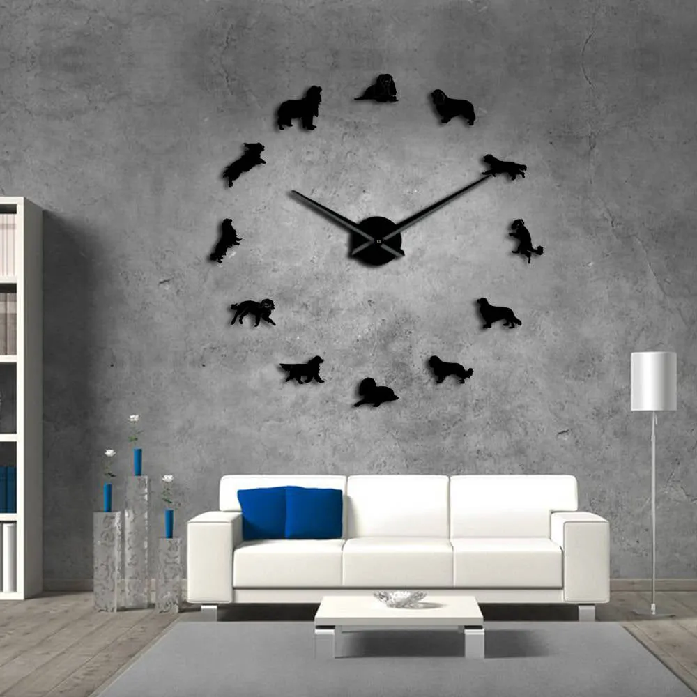 Cavalier King Charles Spaniel DIY Large Wall Clock Dog Pet Frameless Puppy Shop Wall Art Dog Breeds Modern Giant Clock Watch