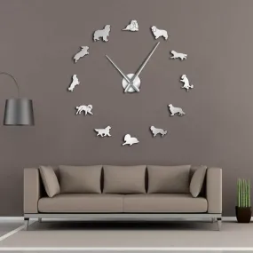 Cavalier King Charles Spaniel DIY Large Wall Clock Dog Pet Frameless Puppy Shop Wall Art Dog Breeds Modern Giant Clock Watch