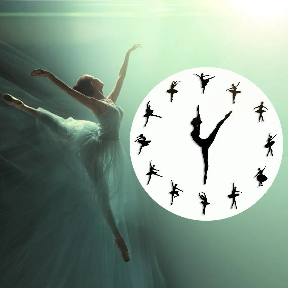 Charming Ballerina Wall Clock Baby Girl Nursery Decor Ballet Dancer Modern Wall Clock Ballet Dancing Girl Needle Hand Wall Watch