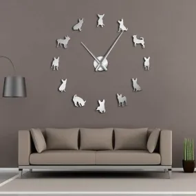 Chihuahua Dog DIY Wall Art Giant Acrylic Wall Clock Dog Breeds Puppy Pug Big Needles Modern DIY Clock Watch Chihuahua Mom Gift
