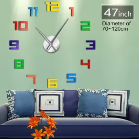 Colorful Numbers Wall Clock Rainbow Colors DIY Giant Wall Clock Multicoloured Arylic DIY Wall Clock Big Numbers Home Decor Clock