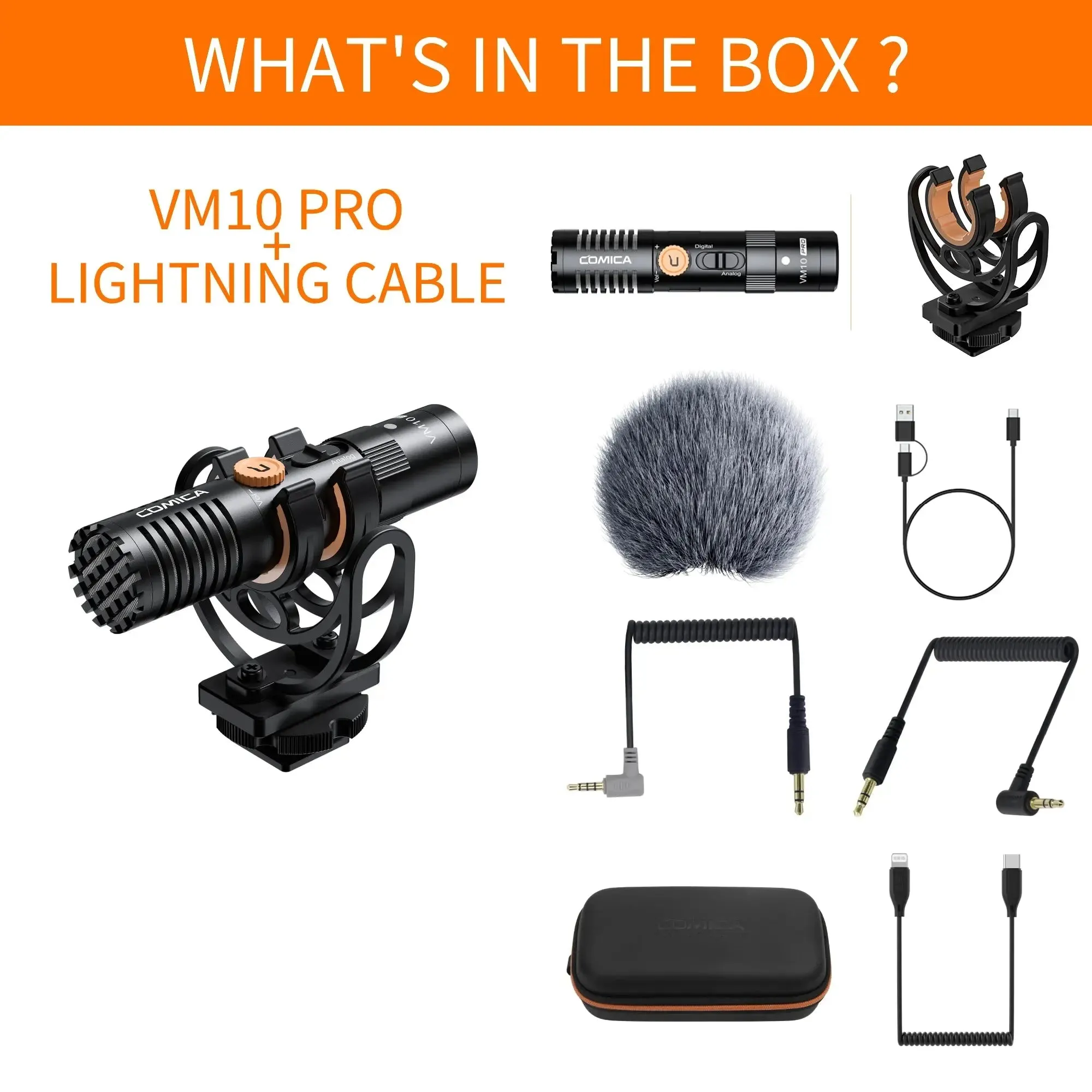 Comica VM10 PRO On-Camera Shotgun Microphone for Android iPhone DSLR Camera Gopro DJI Action 3