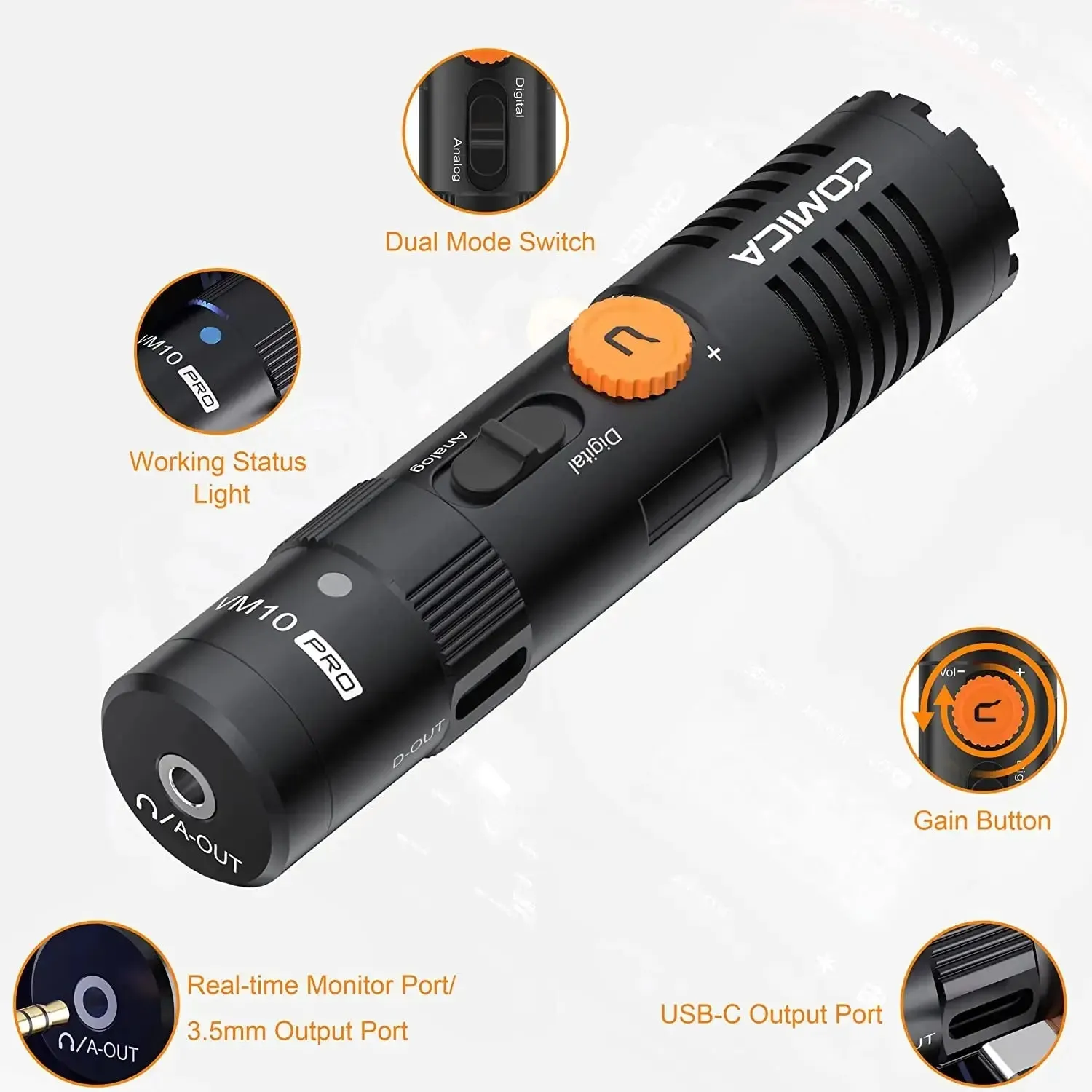 Comica VM10 PRO On-Camera Shotgun Microphone for Android iPhone DSLR Camera Gopro DJI Action 3