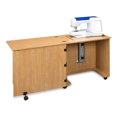 Compact Quilters Sewing Machine Cabinet in Castle Oak
