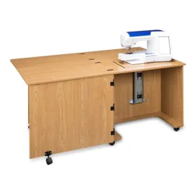 Compact Quilters Sewing Machine Cabinet in Castle Oak