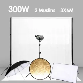 Cononmark 300W Flash Strobe (Bowens) Lighting & Backdrop Kit