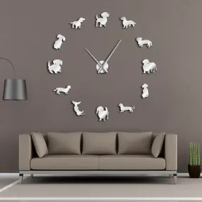 Dachshund DIY Large Wall Clock Popular Dog Breed Sausage Dog Doxie Giant Modern Wall Watch Wiener Dog Wall Art Pet Shop Decor