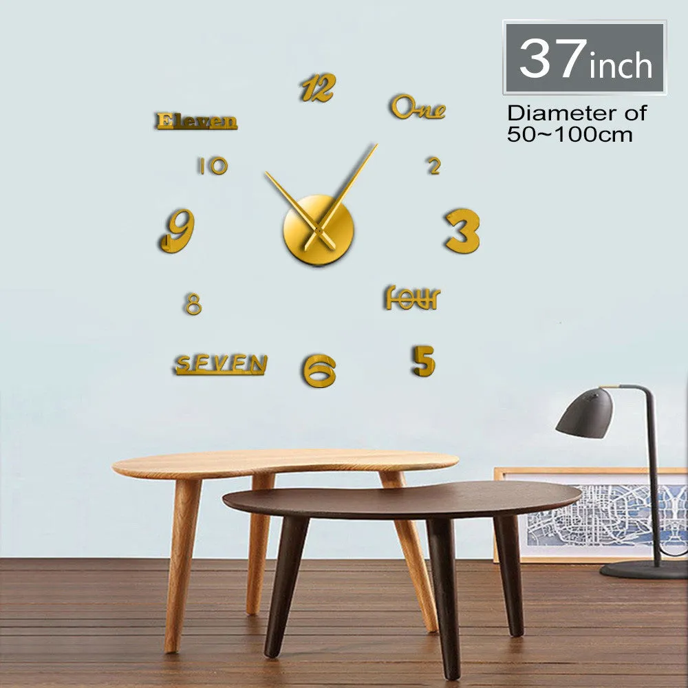 DIY Giant Clock Watch Wall Clocks Horloge 3d Diy Acrylic Mirror Stickers Home Decoration Living Room Quartz Big Needle Hands