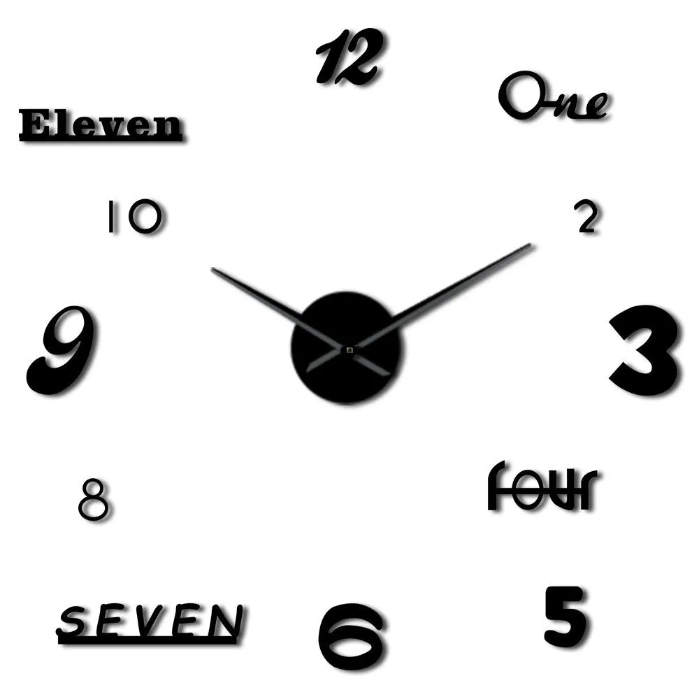 DIY Giant Clock Watch Wall Clocks Horloge 3d Diy Acrylic Mirror Stickers Home Decoration Living Room Quartz Big Needle Hands