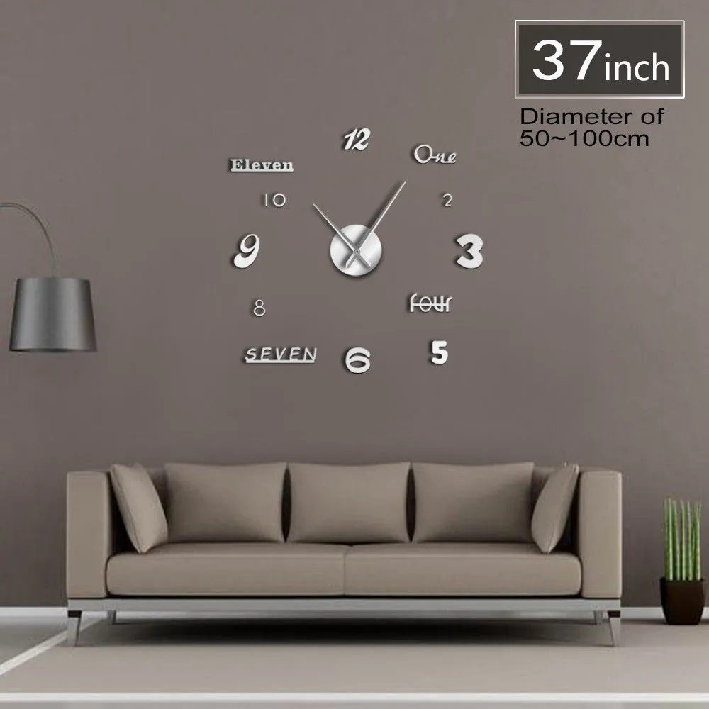 DIY Giant Clock Watch Wall Clocks Horloge 3d Diy Acrylic Mirror Stickers Home Decoration Living Room Quartz Big Needle Hands