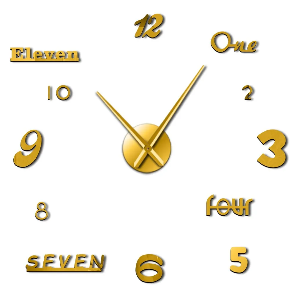 DIY Giant Clock Watch Wall Clocks Horloge 3d Diy Acrylic Mirror Stickers Home Decoration Living Room Quartz Big Needle Hands
