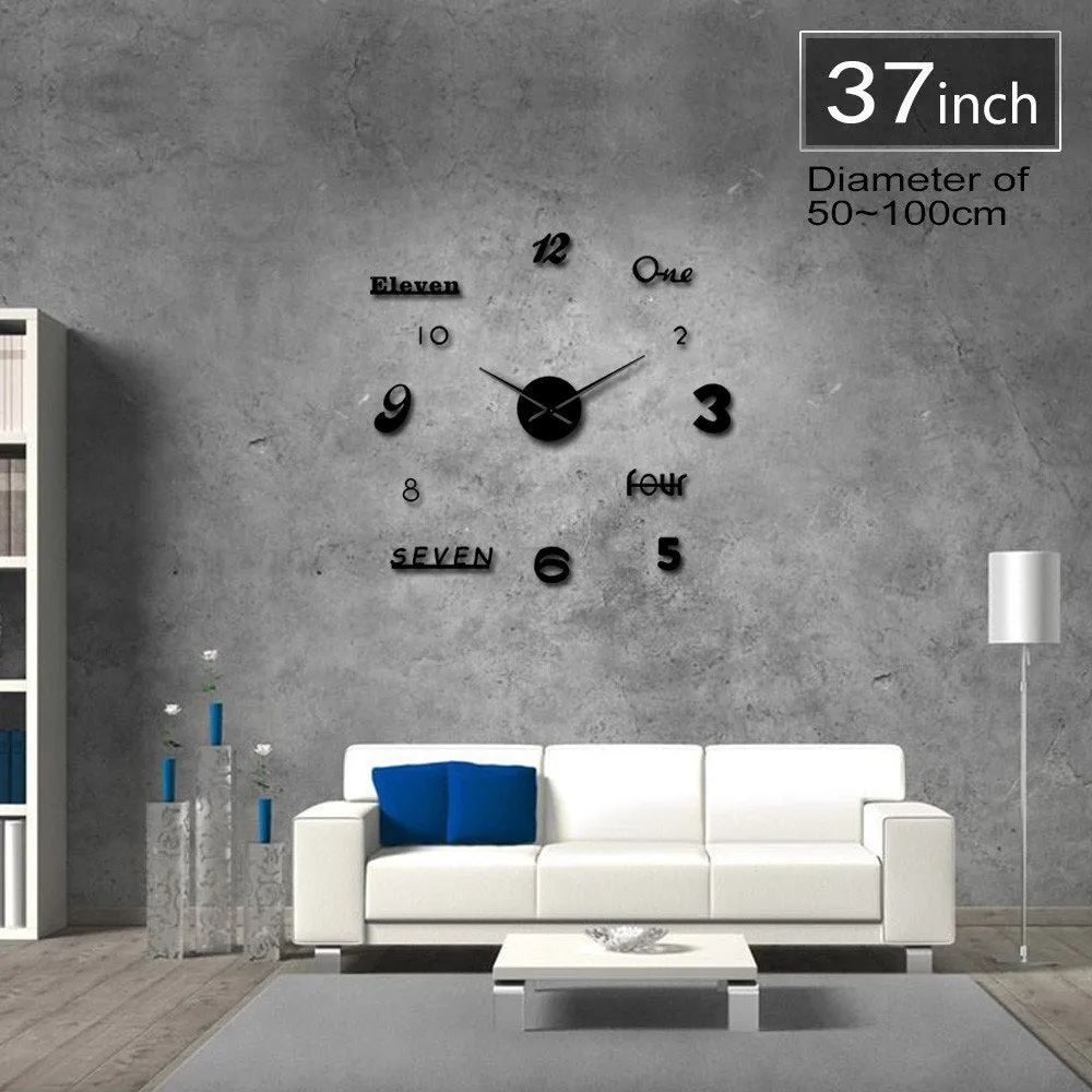 DIY Giant Clock Watch Wall Clocks Horloge 3d Diy Acrylic Mirror Stickers Home Decoration Living Room Quartz Big Needle Hands