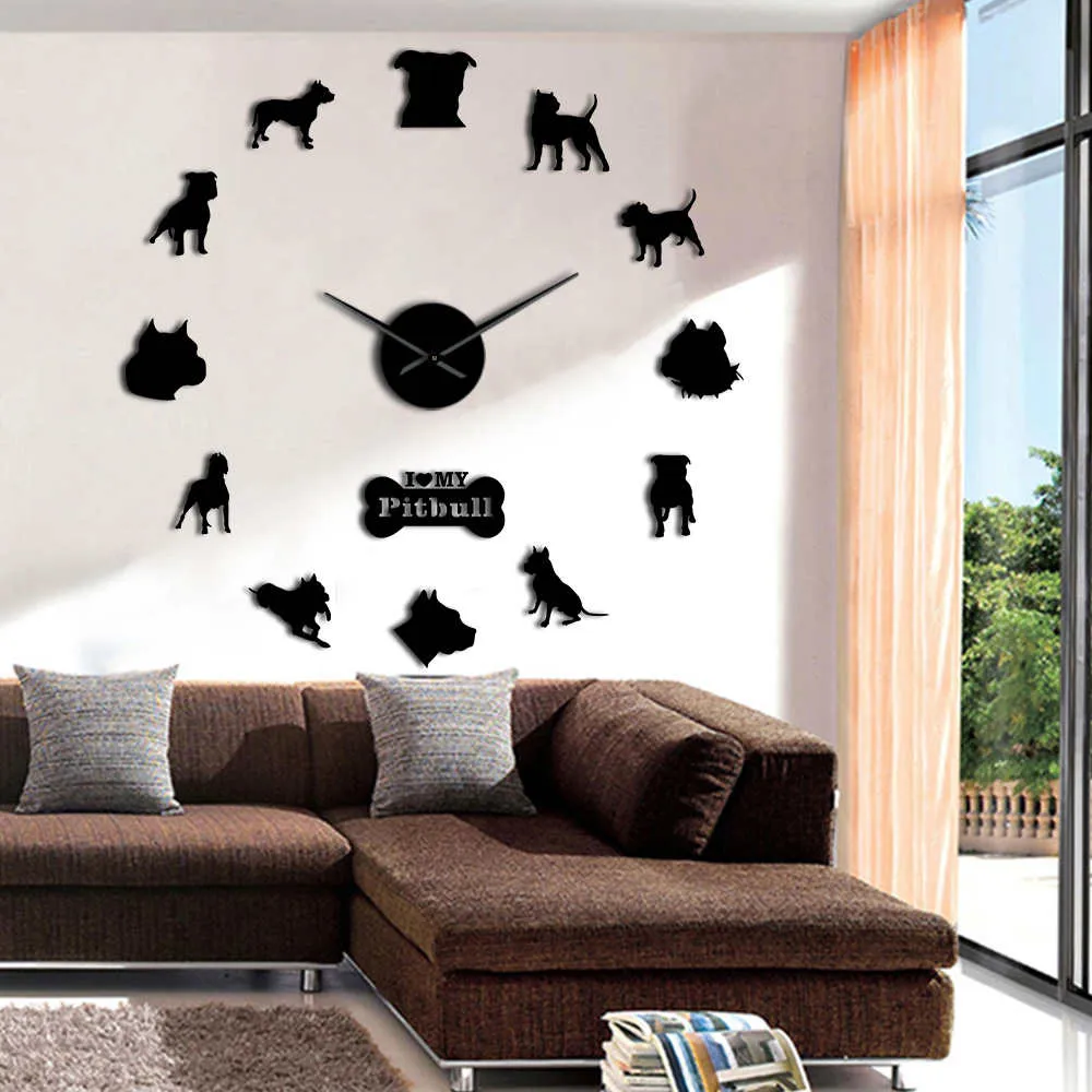 Doberman Pomeranian Rottweiler Poodle Pitbull Siberian Husky Jack Russel Popuar Dog Breeds DIY Giant Wall Clock Puppy Home Decor