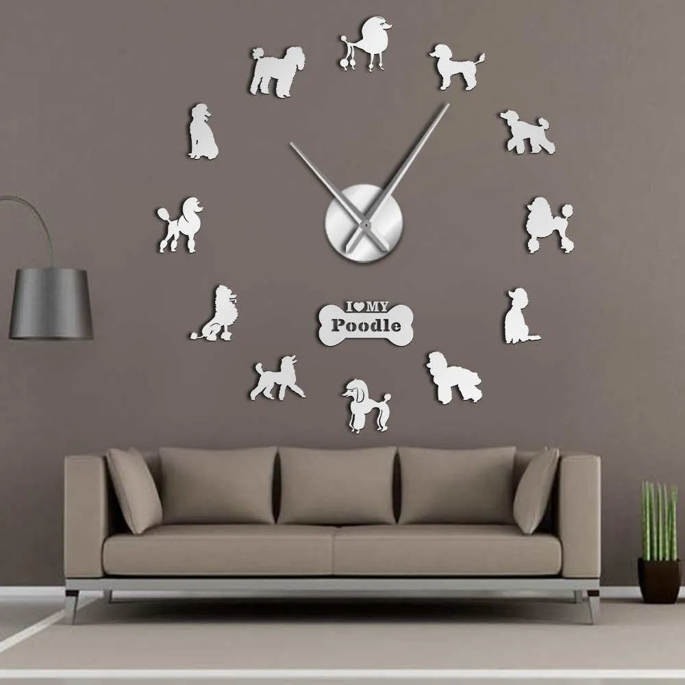 Doberman Pomeranian Rottweiler Poodle Pitbull Siberian Husky Jack Russel Popuar Dog Breeds DIY Giant Wall Clock Puppy Home Decor