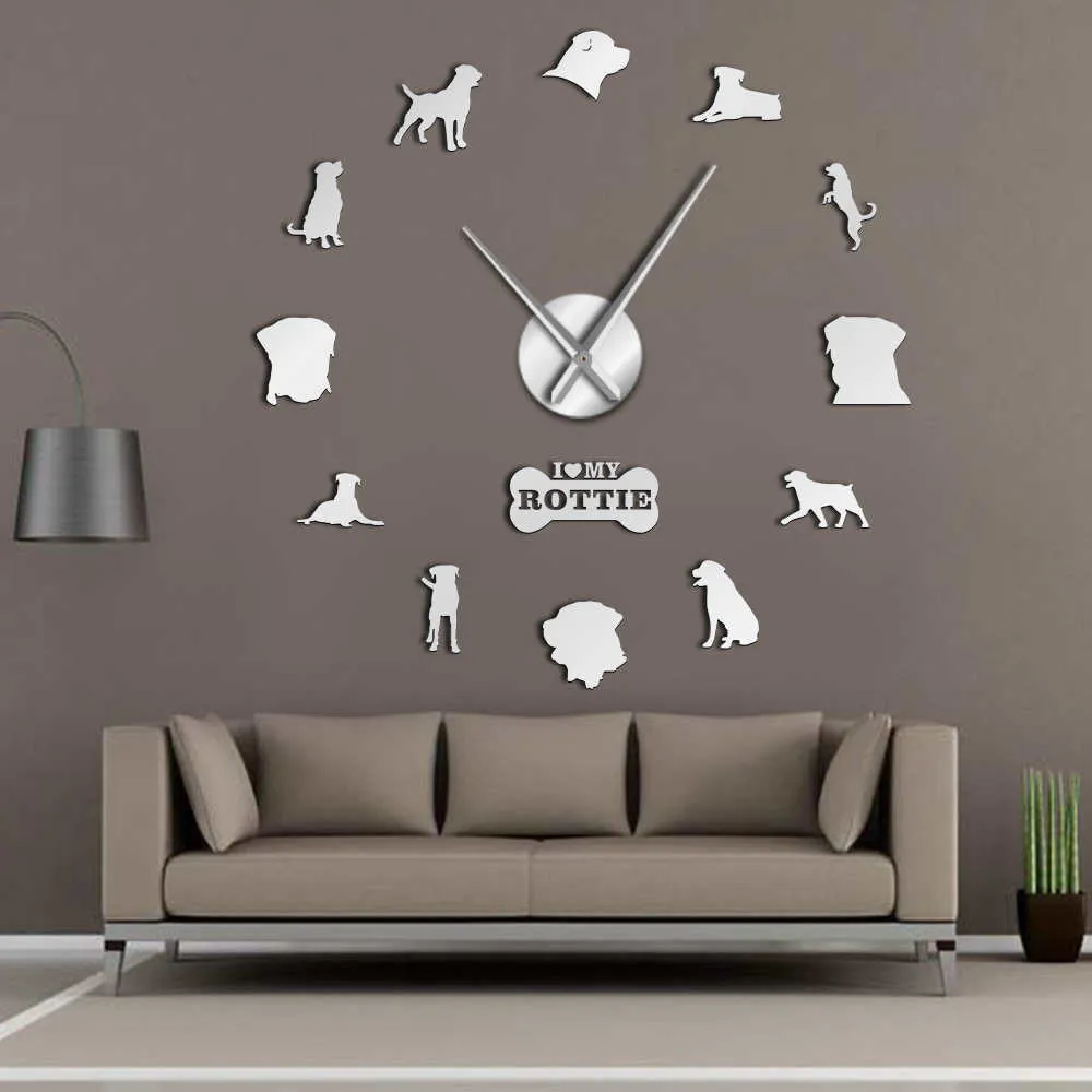 Doberman Pomeranian Rottweiler Poodle Pitbull Siberian Husky Jack Russel Popuar Dog Breeds DIY Giant Wall Clock Puppy Home Decor