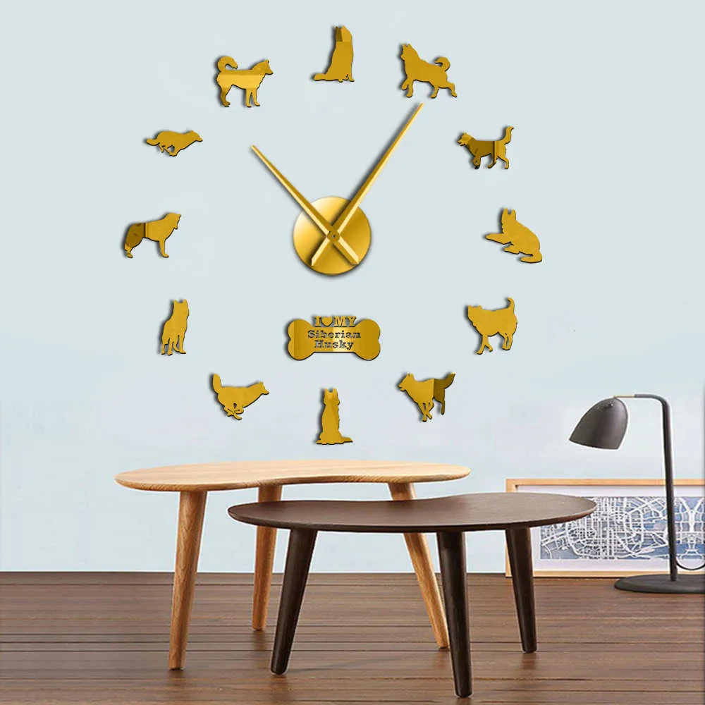 Doberman Pomeranian Rottweiler Poodle Pitbull Siberian Husky Jack Russel Popuar Dog Breeds DIY Giant Wall Clock Puppy Home Decor