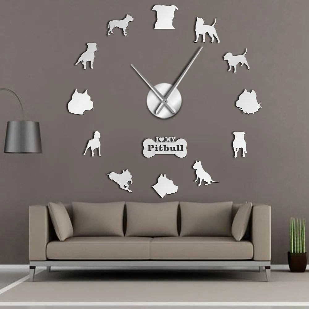 Doberman Pomeranian Rottweiler Poodle Pitbull Siberian Husky Jack Russel Popuar Dog Breeds DIY Giant Wall Clock Puppy Home Decor